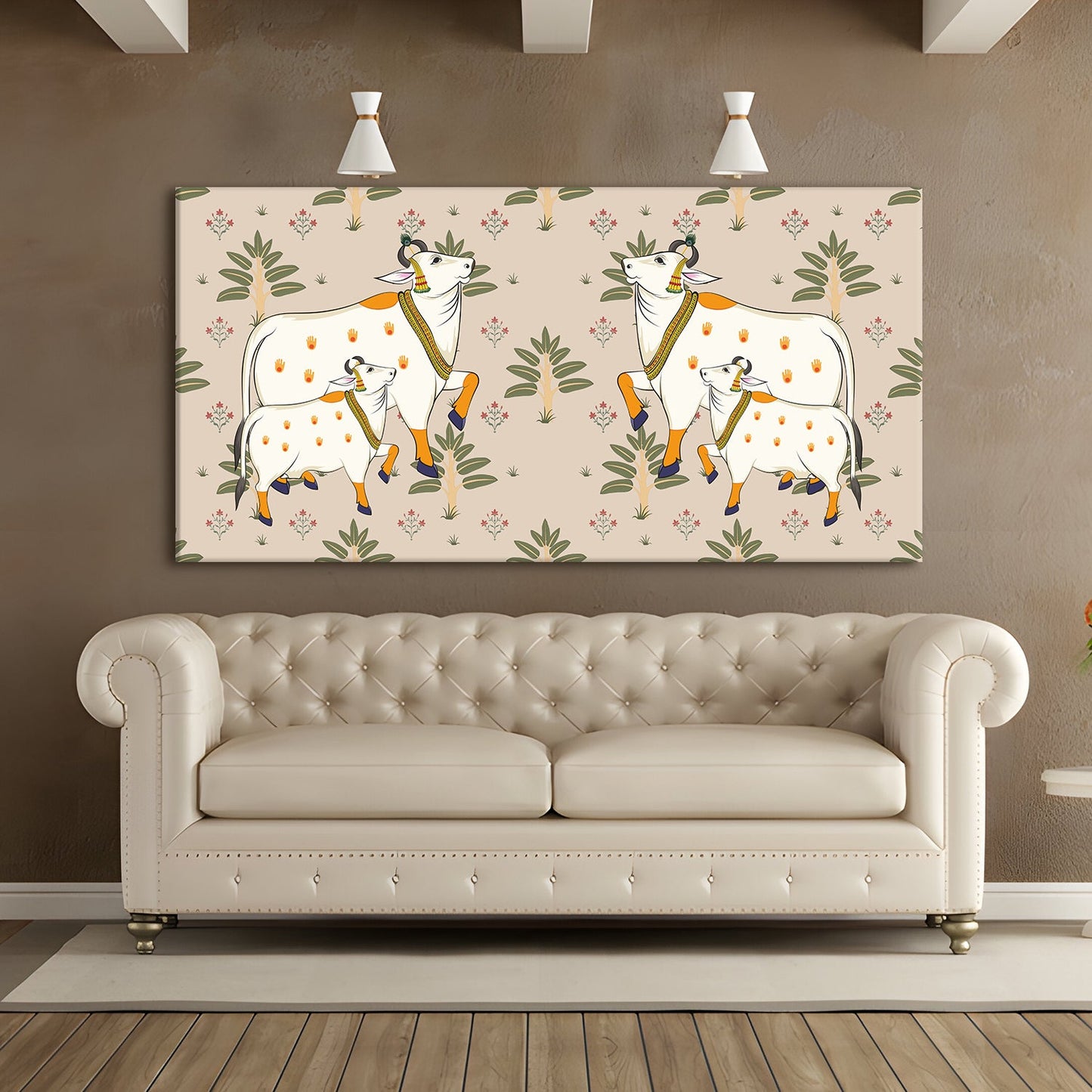 Traditional Indian Pichwai Wall Art Canvas Painting For Home Decor (PWA15).