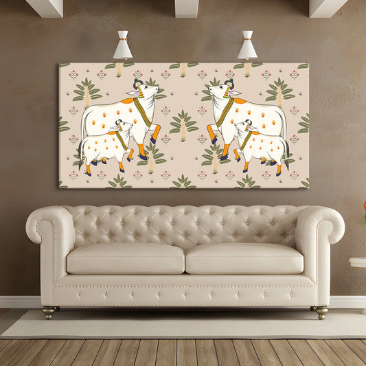 Traditional Indian Pichwai Wall Art Canvas Painting For Home Decor (PWA15).