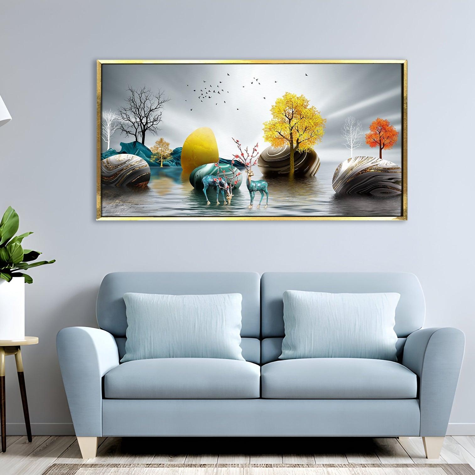 Amazing Wildlife Wall Art. Large Canvas Paintings. Framed Digital Reprints of Jungle, Wildlife, Animals and Birds 24 Inch x 48 Inch (WBWA15) - Khirki.in 