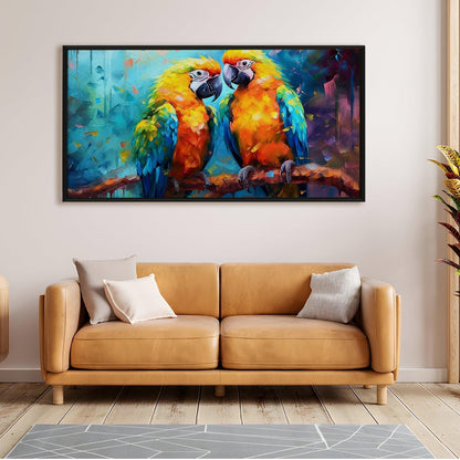 Amazing Wildlife Wall Art. Large Canvas Framed Digital Reprints of Jungle, Wildlife, Animals and Birds. Ready To Hang. Size:  24 Inch x 48 Inch (WBWA48) - Khirki.in 