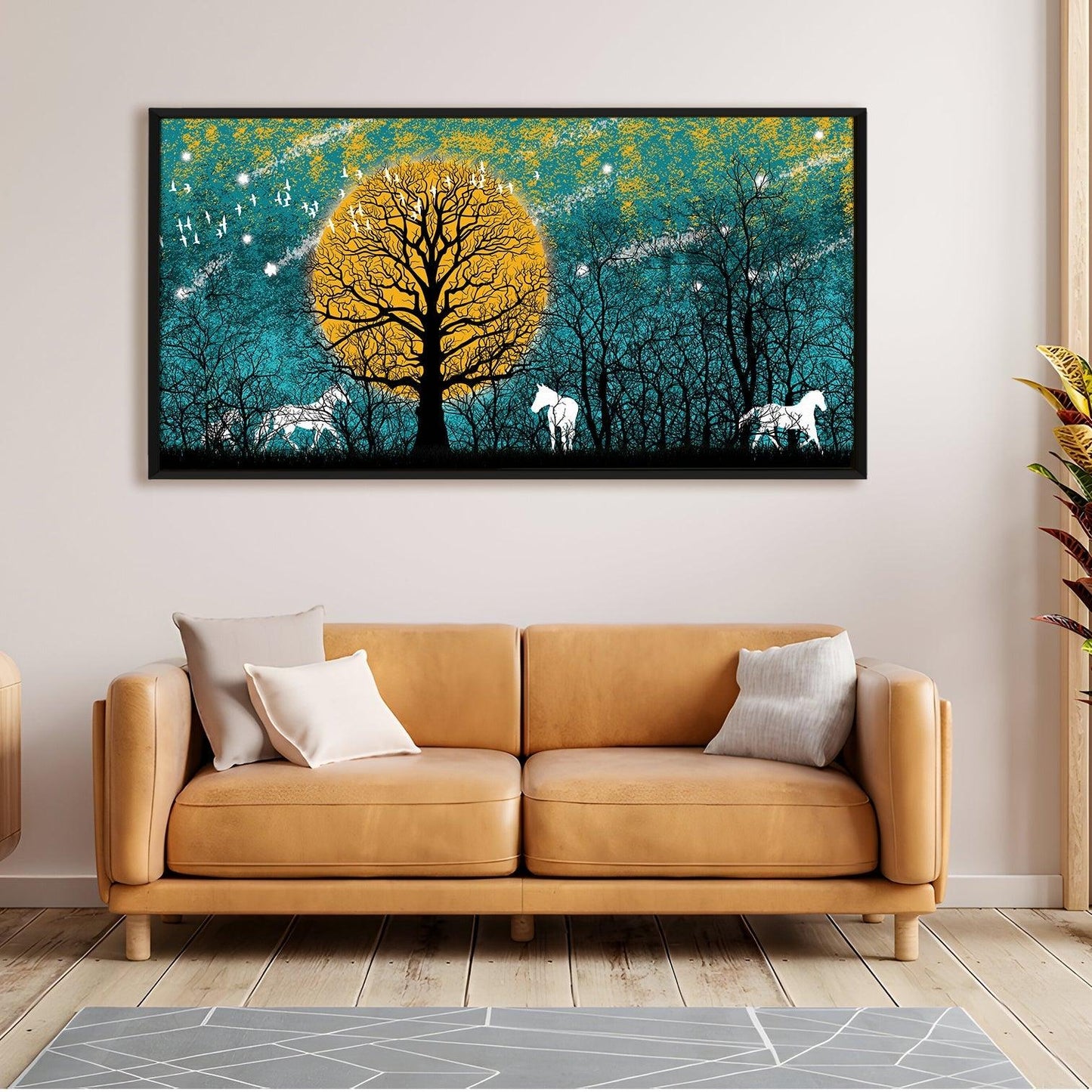 Amazing Wildlife Wall Art. Large Canvas Paintings. Framed Digital Reprints of Jungle, Wildlife, Animals and Birds 24 Inch x 48 Inch (WBWA21) - Khirki.in 