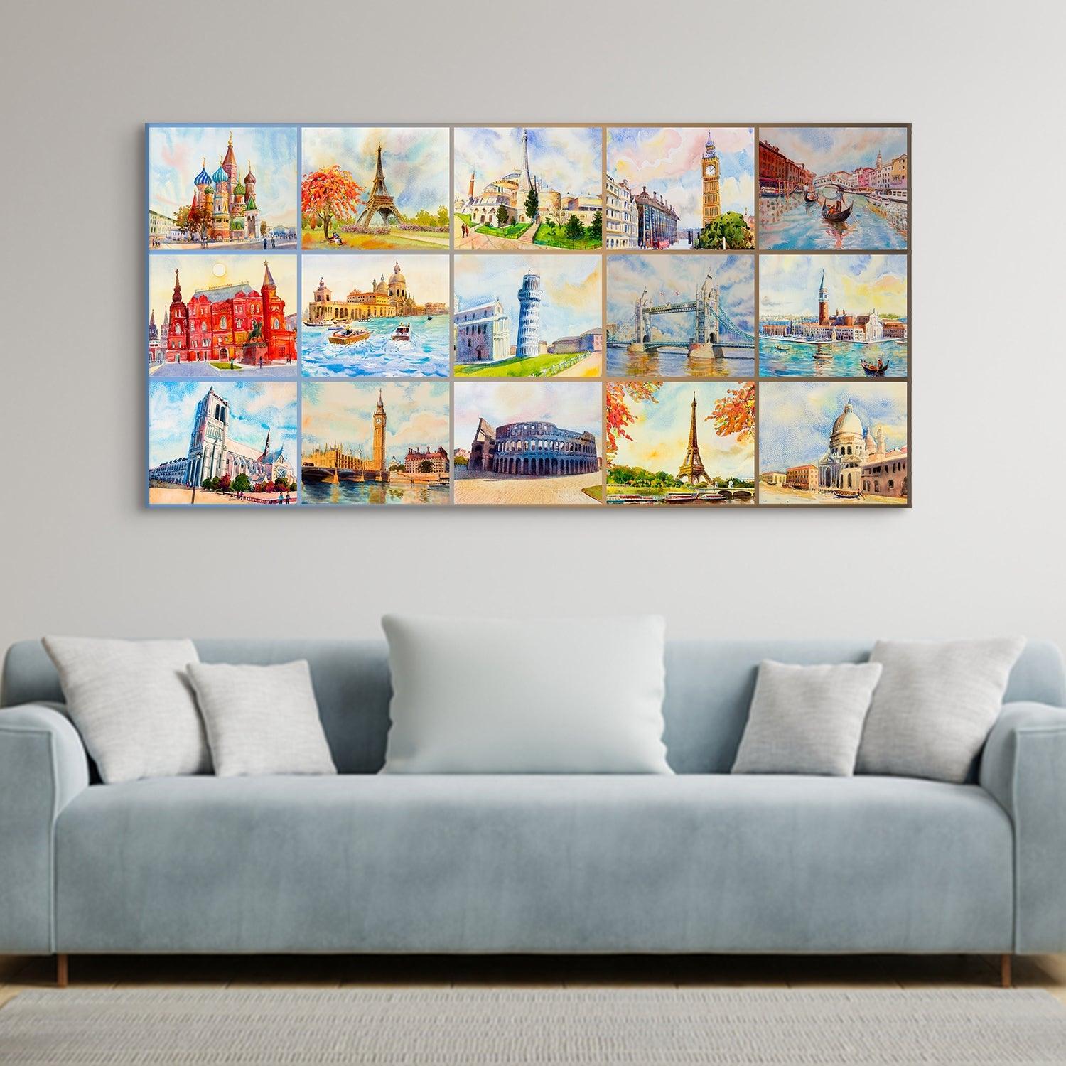 Landscapes Abstract Modern Art Large Canvas Paintings. Framed Digital Reprints of Famous and Vibrant Artwork (LDWA03) - Khirki.in 