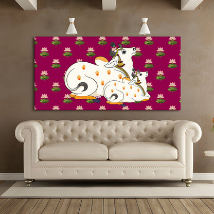 Traditional Indian Pichwai Wall Art Canvas Painting For Home Decor (PWA09).