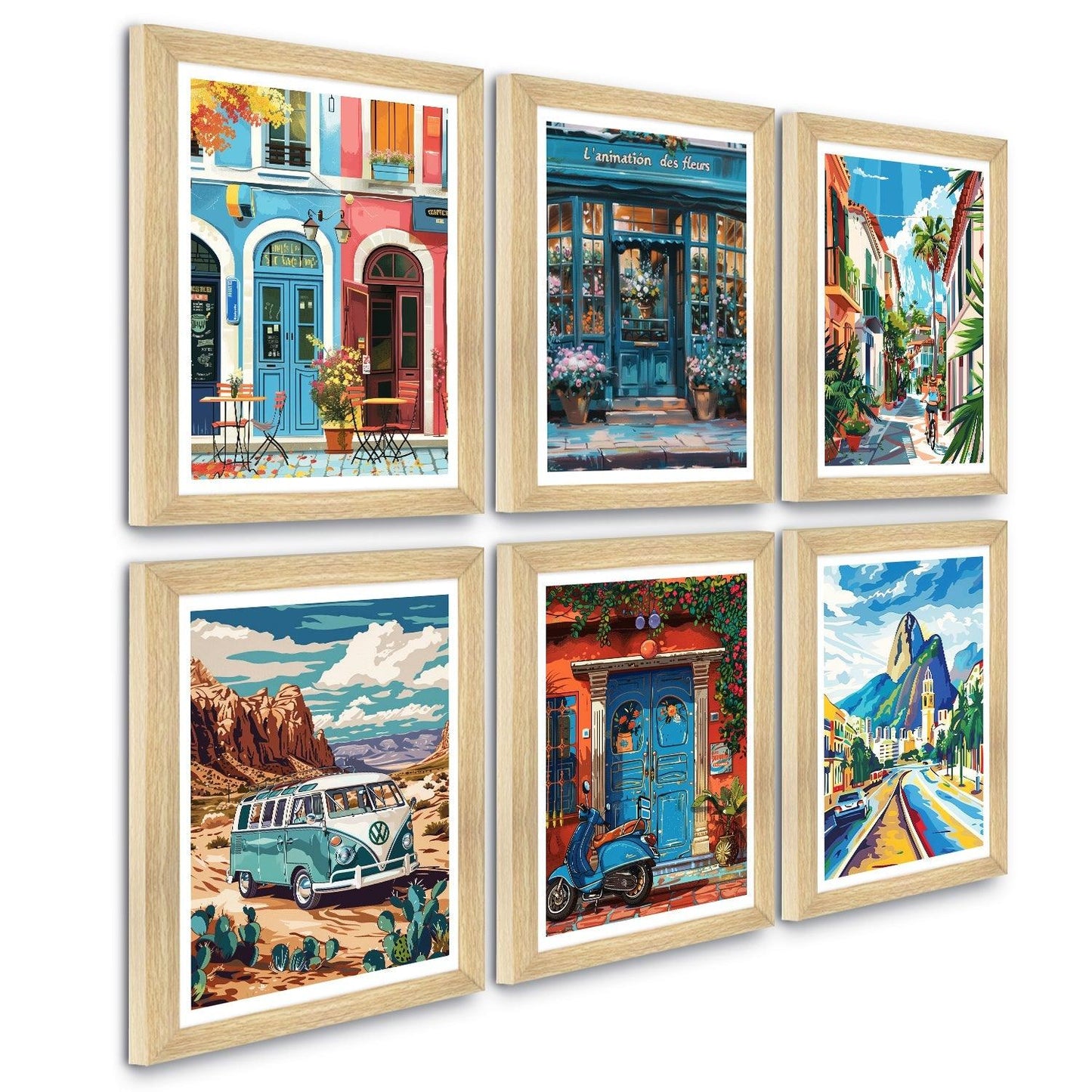 European Cafe & Travel Art Framed Poster Sets (ARTFM022) - Khirki.in 