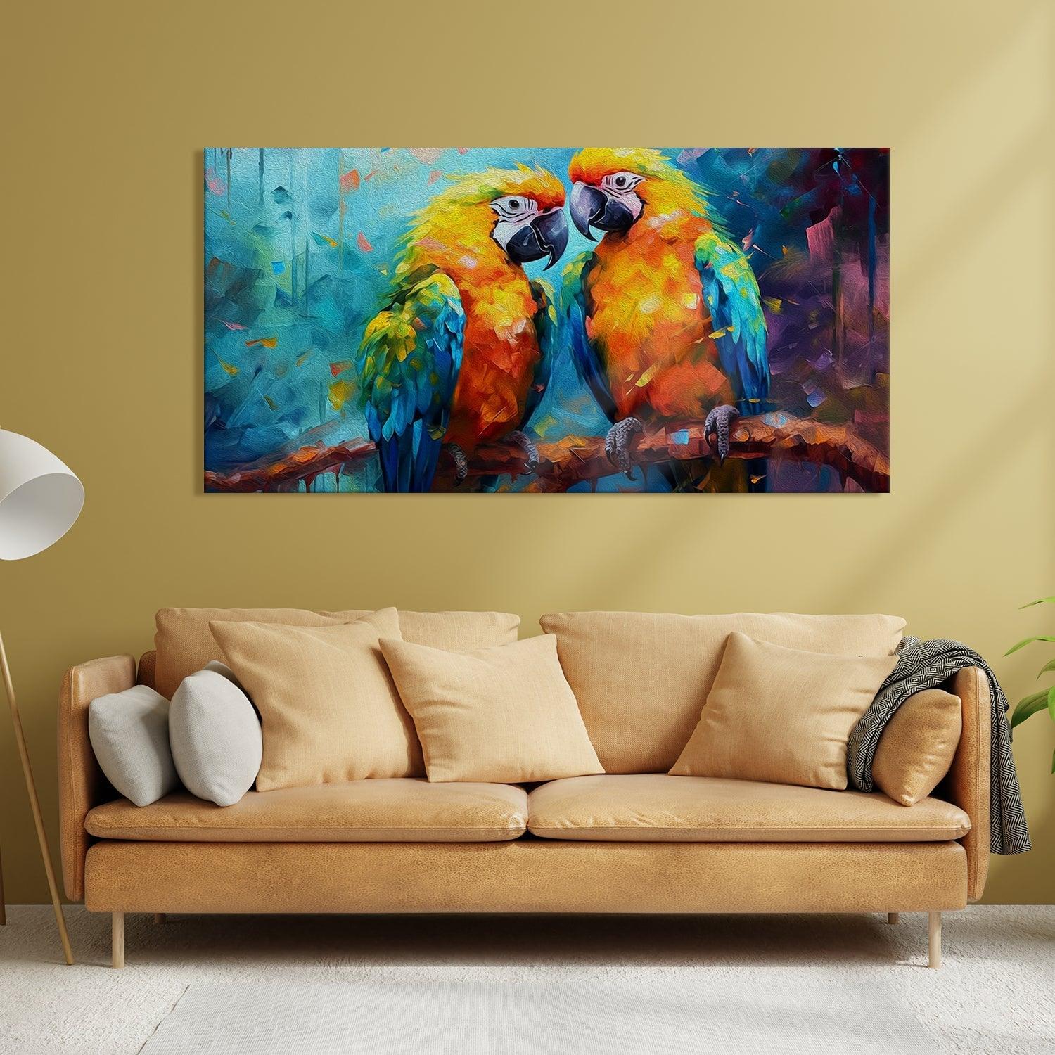 Amazing Wildlife Wall Art. Large Canvas Framed Digital Reprints of Jungle, Wildlife, Animals and Birds. Ready To Hang. Size:  24 Inch x 48 Inch (WBWA48) - Khirki.in 