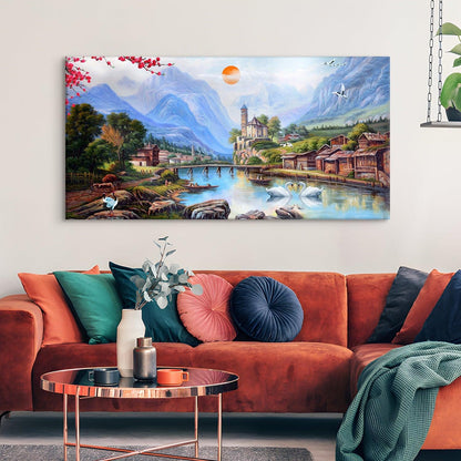 Mesmerising Landscapes Art Large Canvas Paintings. Framed Digital Reprints of Famous and Vibrant Artwork (LDWA18) - Khirki.in 