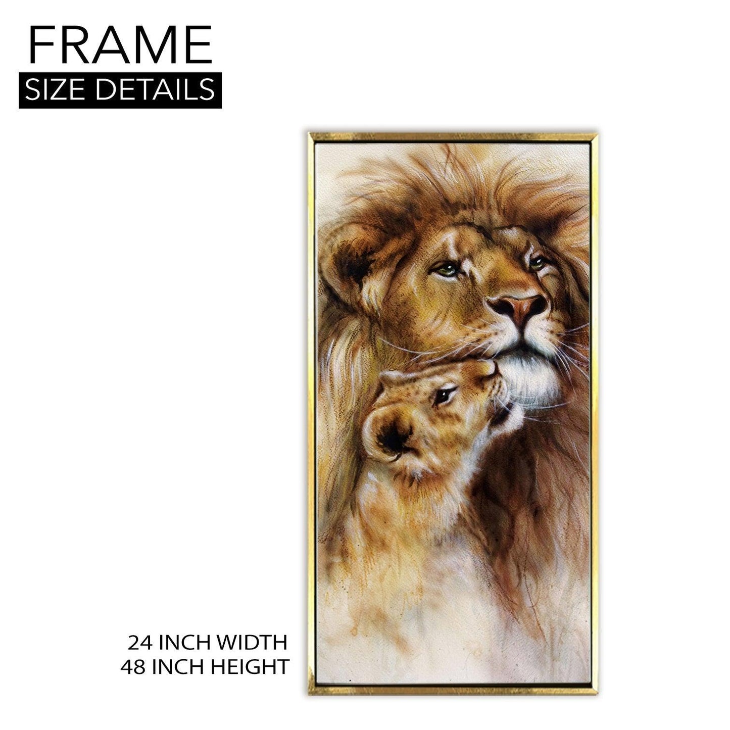 Amazing Wildlife Wall Art. Large Canvas Framed Digital Reprints of Jungle, Wildlife, Animals and Birds. Ready To Hang. Size:  24 Inch x 48 Inch (WBWA51) - Khirki.in 