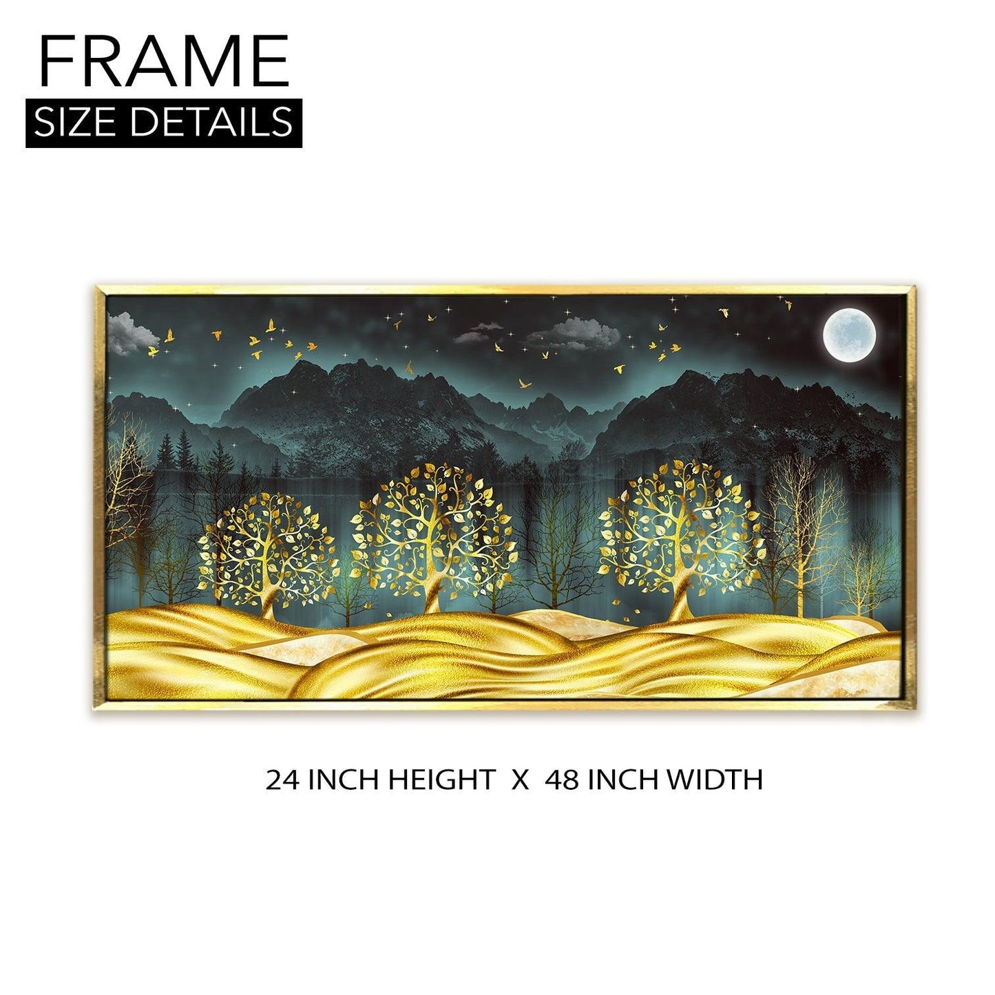 Amazing Wildlife Wall Art. Large Canvas Paintings. Framed Digital Reprints of Jungle, Wildlife, Animals and Birds 24 Inch x 48 Inch (WBWA18) - Khirki.in 