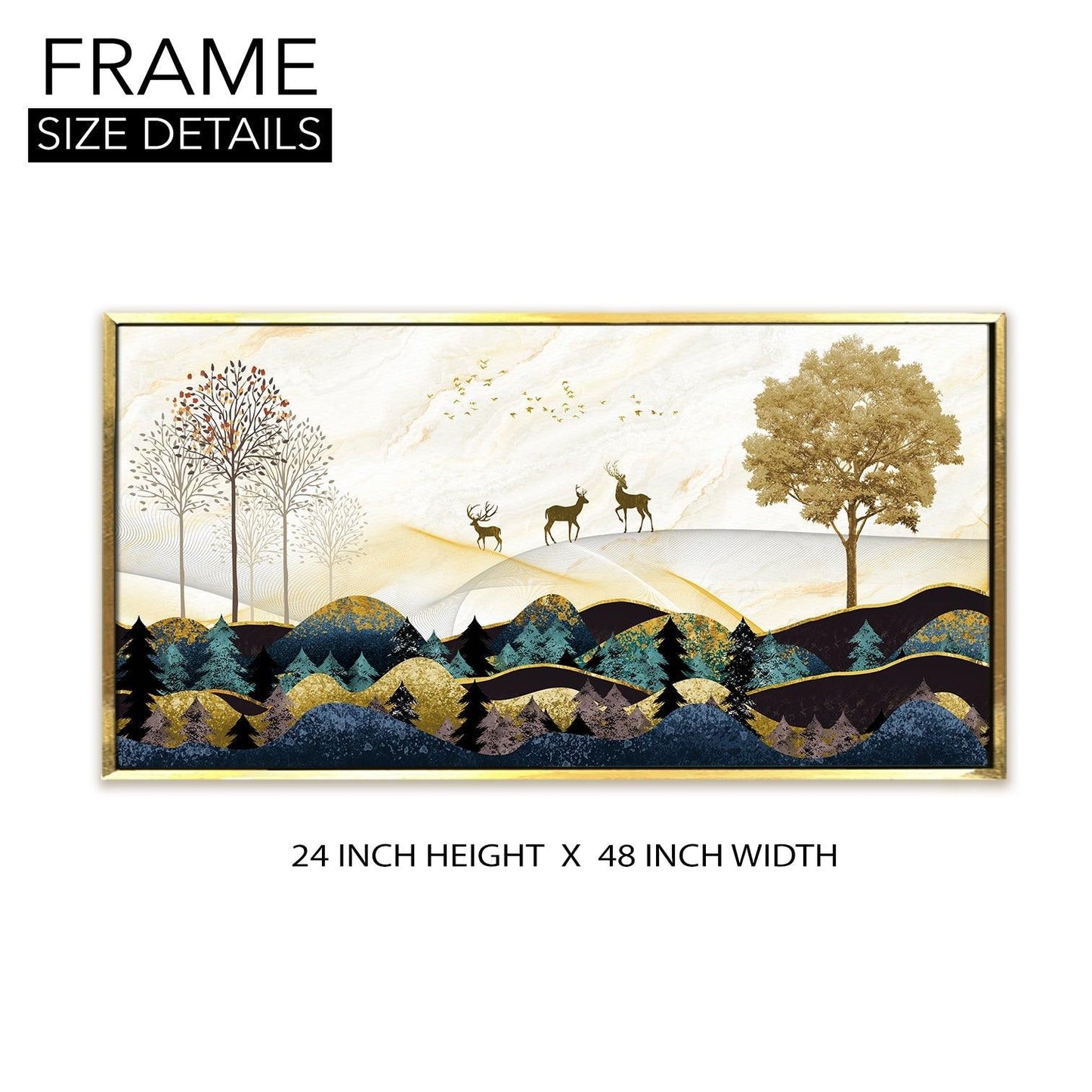 Amazing Wildlife Wall Art. Large Canvas Paintings. Framed Digital Reprints of Jungle, Wildlife, Animals and Birds 24 Inch x 48 Inch (WBWA17) - Khirki.in 