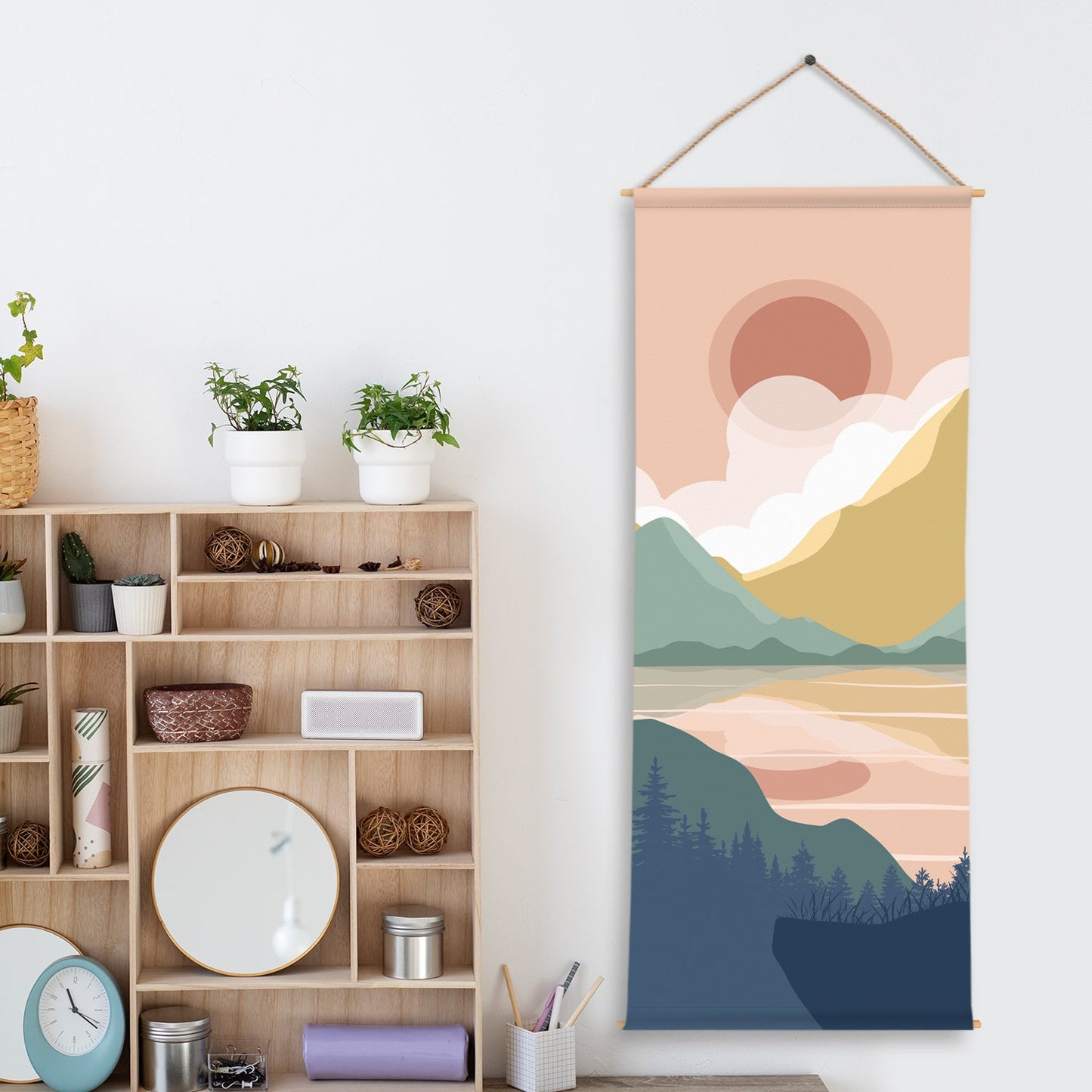 Large Wallpaper Style Wall Hanging Tapestry. Thick fabric, Ready to Hang Wall Décor. Size 24 In x 60 In. BOHOTPS002