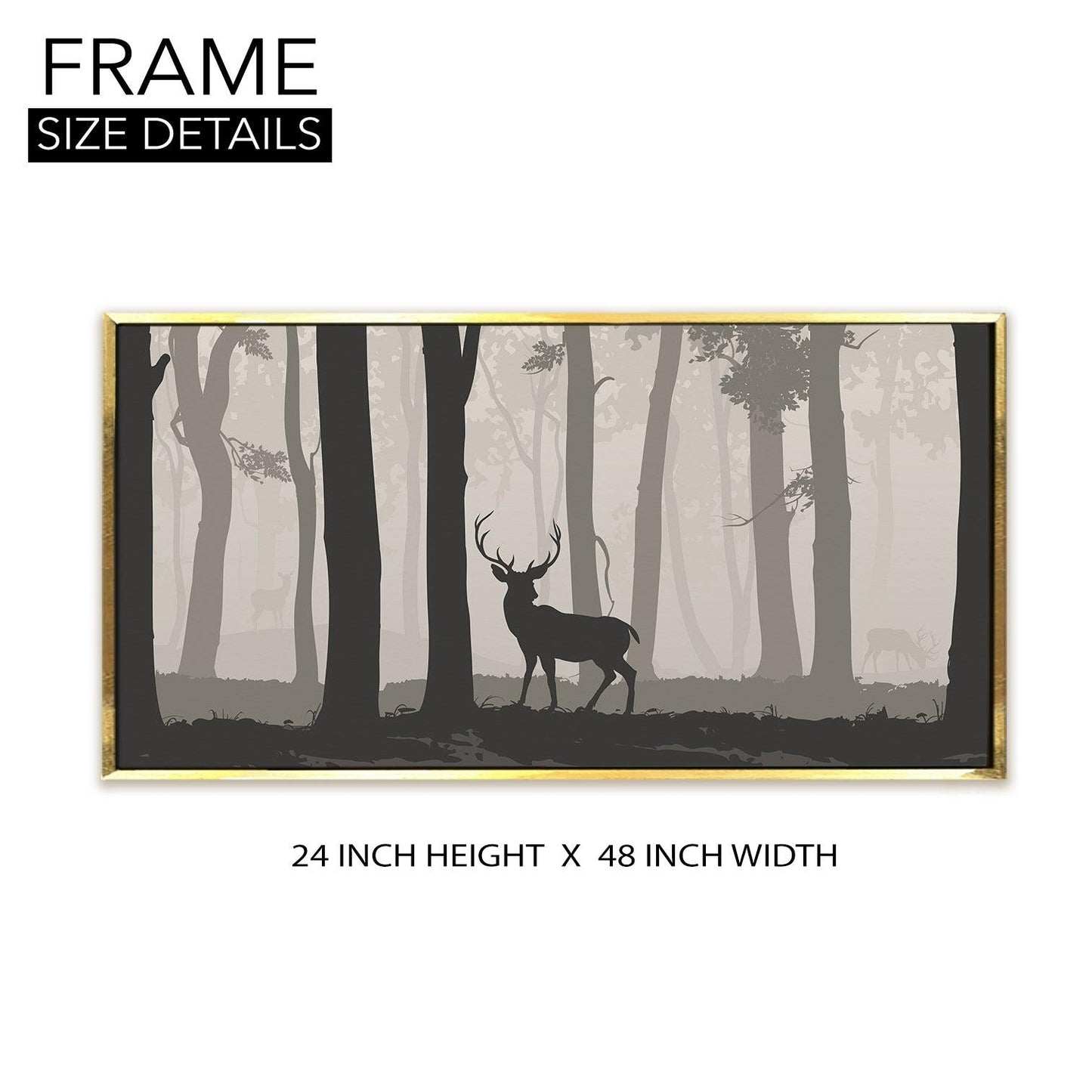 Amazing Wildlife Wall Art. Large Canvas Framed Digital Reprints of Jungle, Wildlife, Animals and Birds. Ready To Hang. Size:  24 Inch x 48 Inch (WBWA44) - Khirki.in 