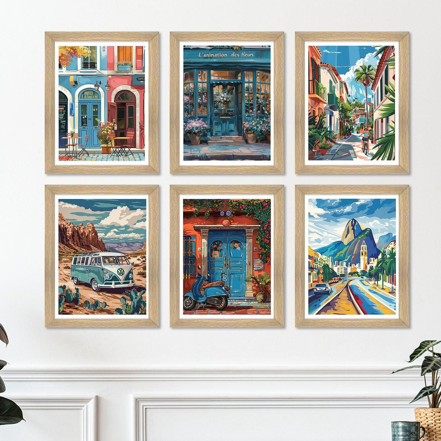 European Cafe & Travel Art Framed Poster Sets (ARTFM022) - Khirki.in 