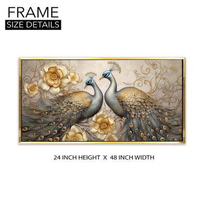 Amazing Wildlife Wall Art. Large Canvas Framed Digital Reprints of Jungle, Wildlife, Animals and Birds. Ready To Hang. Size:  24 Inch x 48 Inch (WBWA49) - Khirki.in 