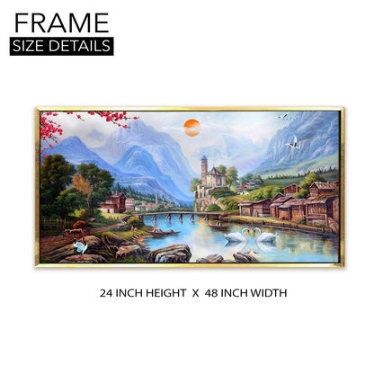 Mesmerising Landscapes Art Large Canvas Paintings. Framed Digital Reprints of Famous and Vibrant Artwork (LDWA18) - Khirki.in 