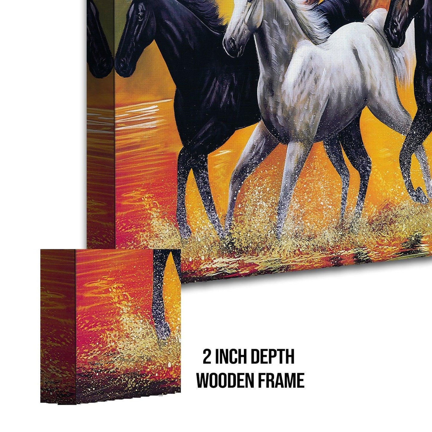 Seven Horses Vastu Canvas Paintings Framed For Living Room Wall Decoration (VAWA01) - Khirki.in 