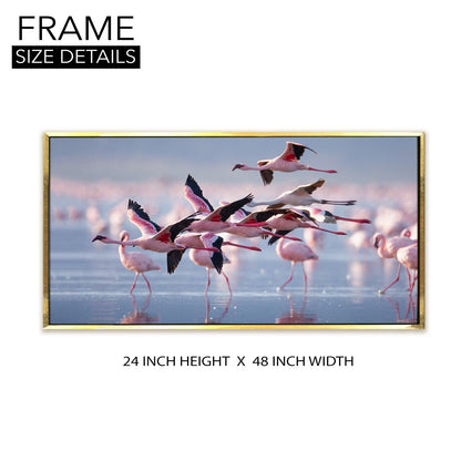 Amazing Wildlife Wall Art. Large Canvas Framed Digital Reprints of Jungle, Wildlife, Animals and Birds. Ready To Hang. Size:  24 Inch x 48 Inch (WBWA41) - Khirki.in 