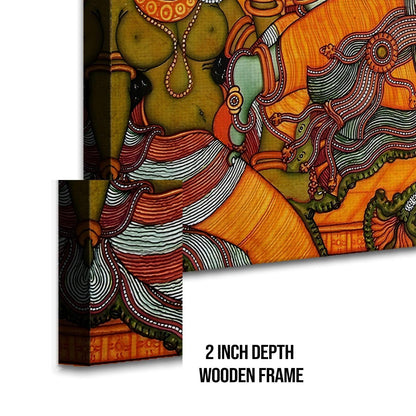 Indian Ethnic Kerala Mural Wall Art Canvas Painting For Home Decoration