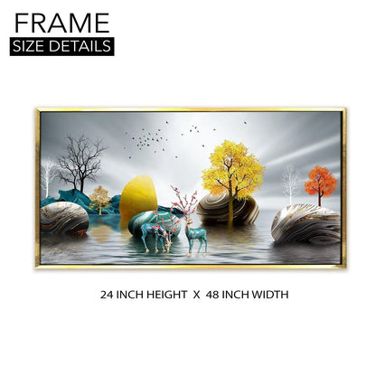 Amazing Wildlife Wall Art. Large Canvas Paintings. Framed Digital Reprints of Jungle, Wildlife, Animals and Birds 24 Inch x 48 Inch (WBWA15) - Khirki.in 