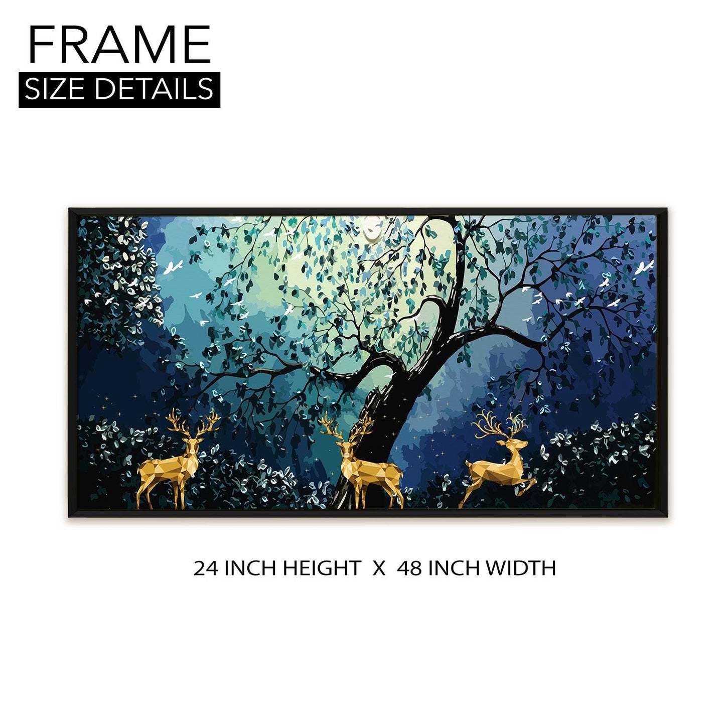 Amazing Wildlife Wall Art. Large Canvas Paintings. Framed Digital Reprints of Jungle, Wildlife, Animals and Birds 24 Inch x 48 Inch (WBWA10) - Khirki.in 
