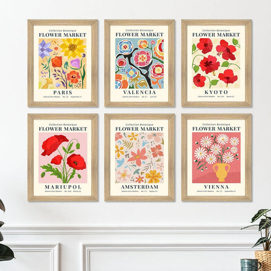 Exclusive Vintage Art Paintings: Enhance Your Home Décor with Framed European and Floral Masterpieces - Perfect for Living Rooms, Bedrooms, and Office Spaces (FLOWER MARKET) (ARTFM007) - Khirki.in 