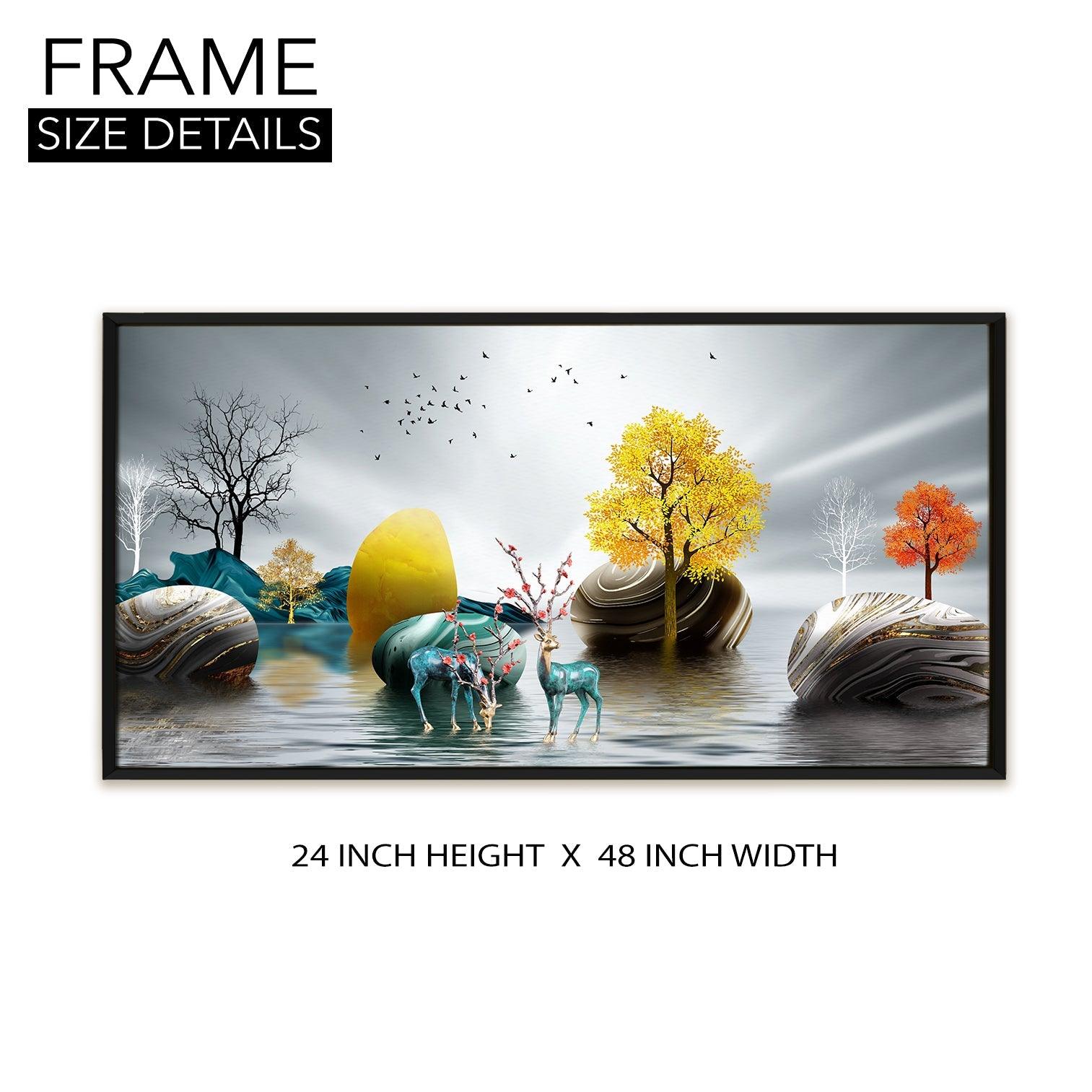 Amazing Wildlife Wall Art. Large Canvas Paintings. Framed Digital Reprints of Jungle, Wildlife, Animals and Birds 24 Inch x 48 Inch (WBWA15) - Khirki.in 