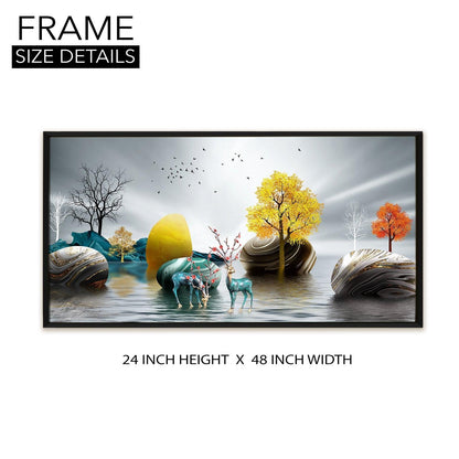 Amazing Wildlife Wall Art. Large Canvas Paintings. Framed Digital Reprints of Jungle, Wildlife, Animals and Birds 24 Inch x 48 Inch (WBWA15) - Khirki.in 