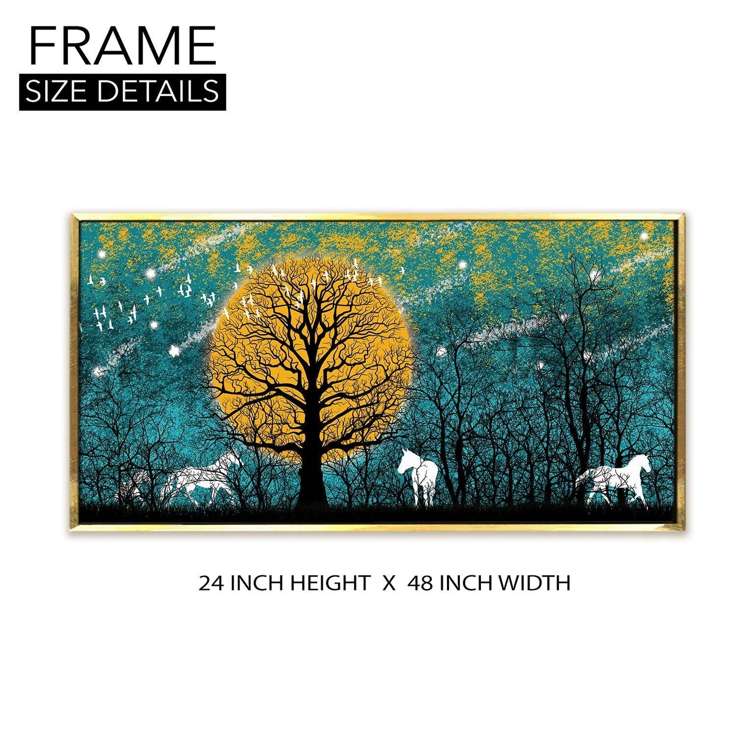 Amazing Wildlife Wall Art. Large Canvas Paintings. Framed Digital Reprints of Jungle, Wildlife, Animals and Birds 24 Inch x 48 Inch (WBWA21) - Khirki.in 