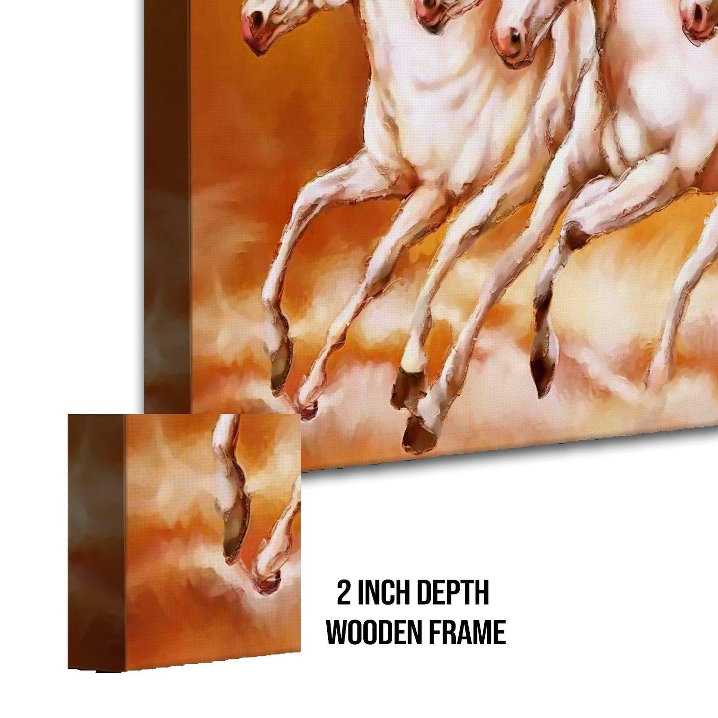 Seven Running Horses Vastu Canvas Paintings Framed For Living Room Wall Decoration (VAWA06) - Khirki.in 