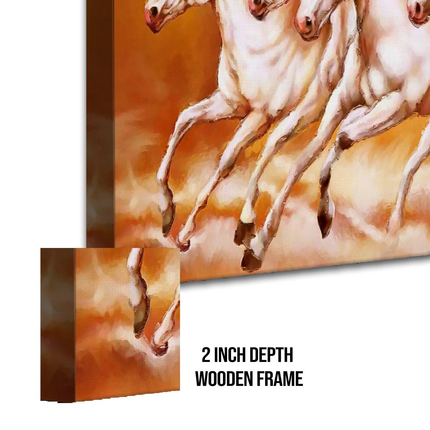 Seven Running Horses Vastu Canvas Paintings Framed For Living Room Wall Decoration (VAWA06) - Khirki.in 