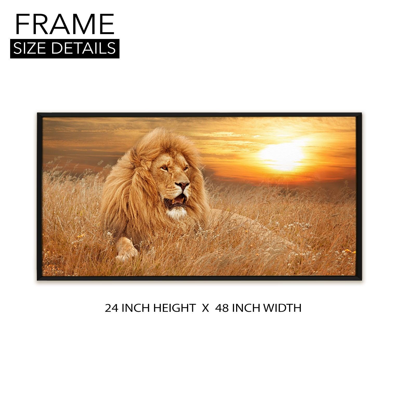 Amazing Wildlife Wall Art. Large Canvas Framed Digital Reprints of Jungle, Wildlife, Animals and Birds. Ready To Hang. Size:  24 Inch x 48 Inch (WBWA25) - Khirki.in 
