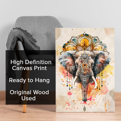 Majestic Mandala Elephant Art Painting, HD Canvas Print, Framed, Ready to Hang. (BOWA09)