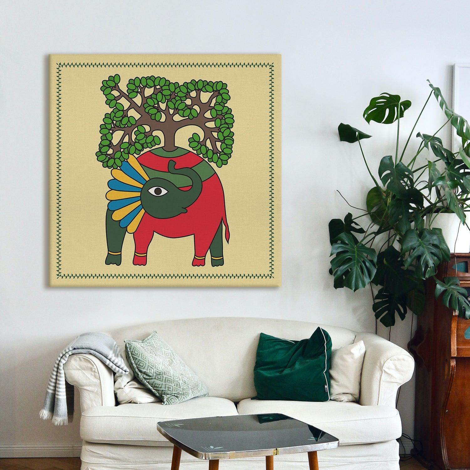 Madhubani Ethnic Wall Art Canvas Painting