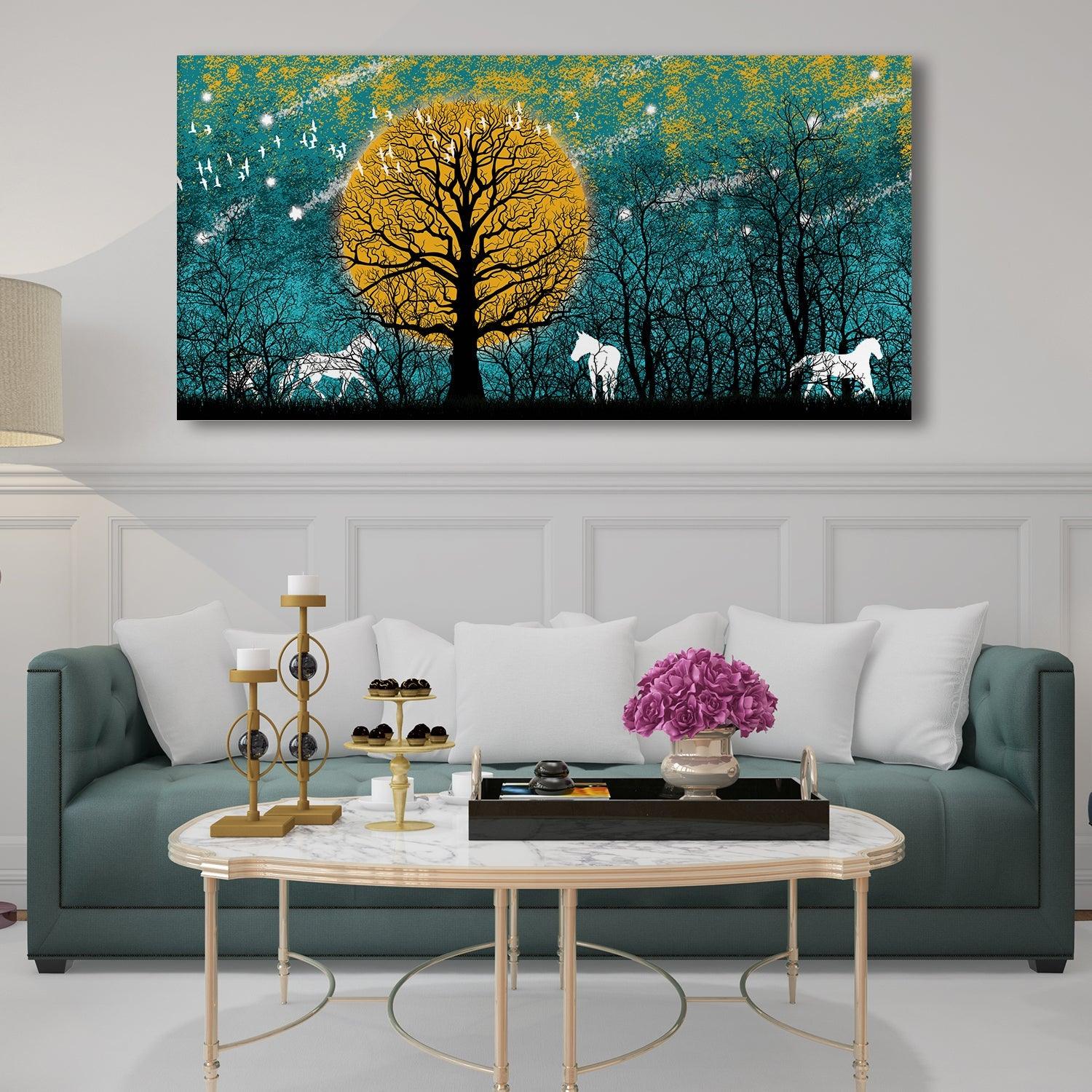 Amazing Wildlife Wall Art. Large Canvas Paintings. Framed Digital Reprints of Jungle, Wildlife, Animals and Birds 24 Inch x 48 Inch (WBWA21) - Khirki.in 