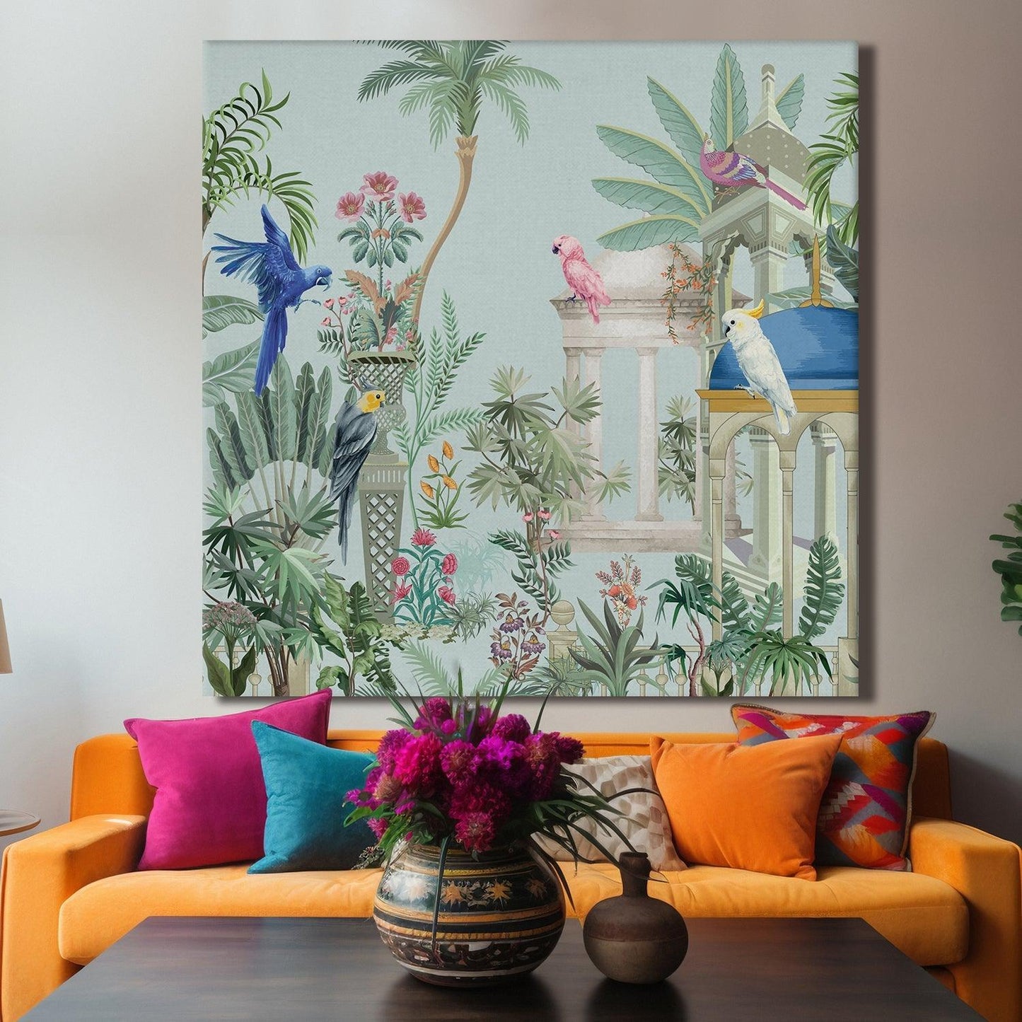 Mughal Indian Wall Art Large Size Canvas Painting For Home Decoration (ETHWA32).