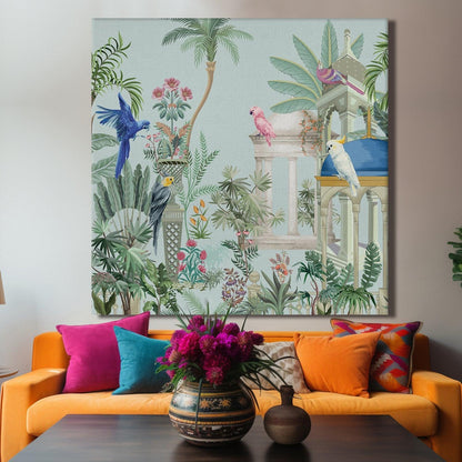 Mughal Indian Wall Art Large Size Canvas Painting For Home Decoration (ETHWA32).