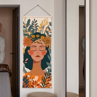 Large Wallpaper Style Wall Hanging Tapestry. Thick fabric, Ready to Hang Wall Décor. Size 24 In x 60 In. BOHOTPS007