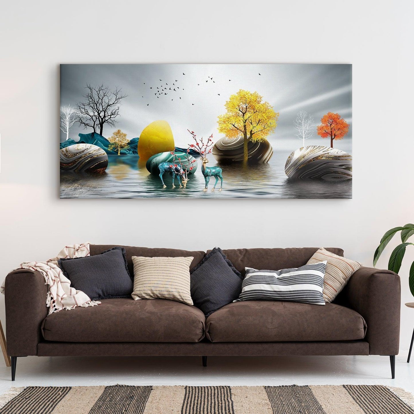 Amazing Wildlife Wall Art. Large Canvas Paintings. Framed Digital Reprints of Jungle, Wildlife, Animals and Birds 24 Inch x 48 Inch (WBWA15) - Khirki.in 