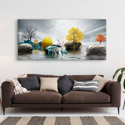 Amazing Wildlife Wall Art. Large Canvas Paintings. Framed Digital Reprints of Jungle, Wildlife, Animals and Birds 24 Inch x 48 Inch (WBWA15) - Khirki.in 