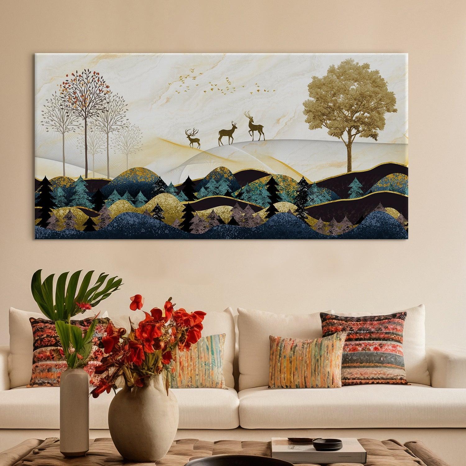 Amazing Wildlife Wall Art. Large Canvas Paintings. Framed Digital Reprints of Jungle, Wildlife, Animals and Birds 24 Inch x 48 Inch (WBWA17) - Khirki.in 