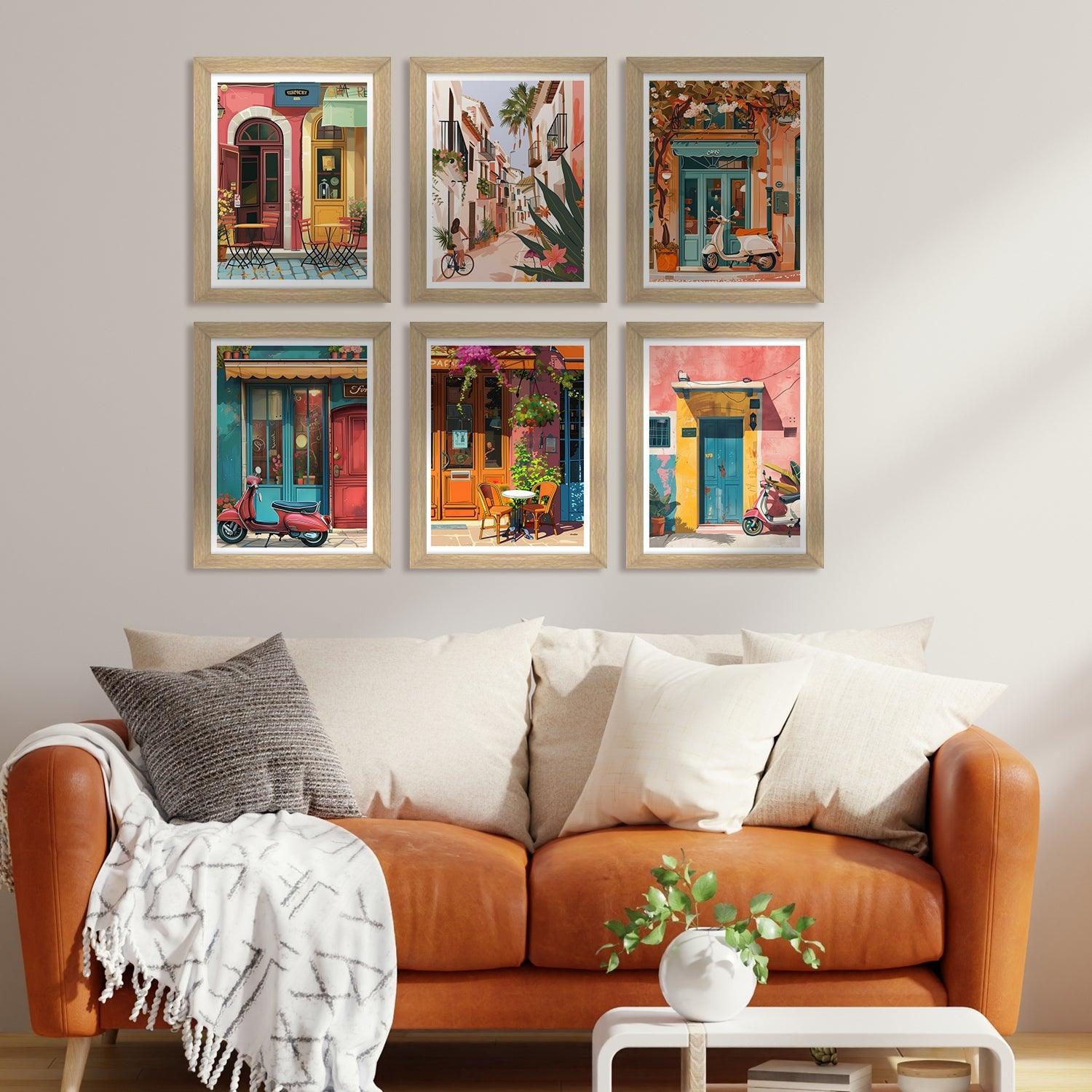European Cafe & Travel Art Framed Poster Sets (ARTFM025) - Khirki.in 