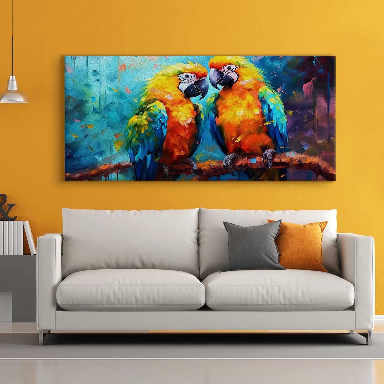 Amazing Wildlife Wall Art. Large Canvas Framed Digital Reprints of Jungle, Wildlife, Animals and Birds. Ready To Hang. Size:  24 Inch x 48 Inch (WBWA48) - Khirki.in 