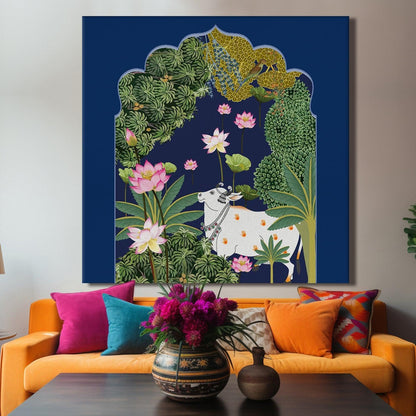 Indian Traditional Pichwai Canvas Painting For Home Decor (PWA05).