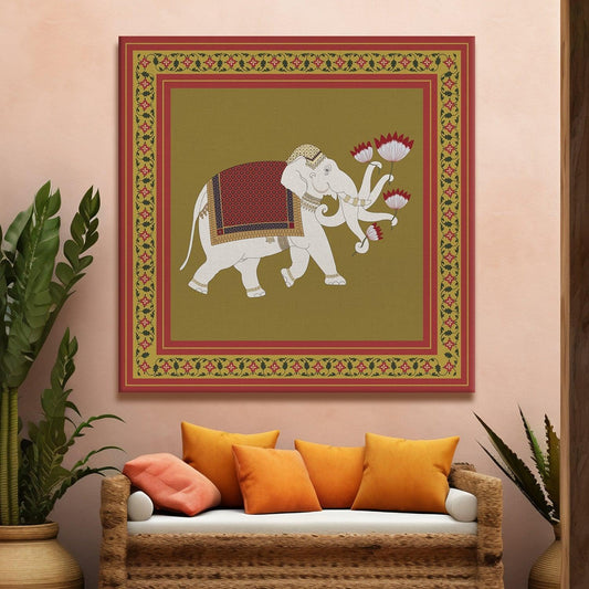 Mughal Indian Wall Art Large Size Canvas Painting For Bedroom wall Decoration (ETHWA30).