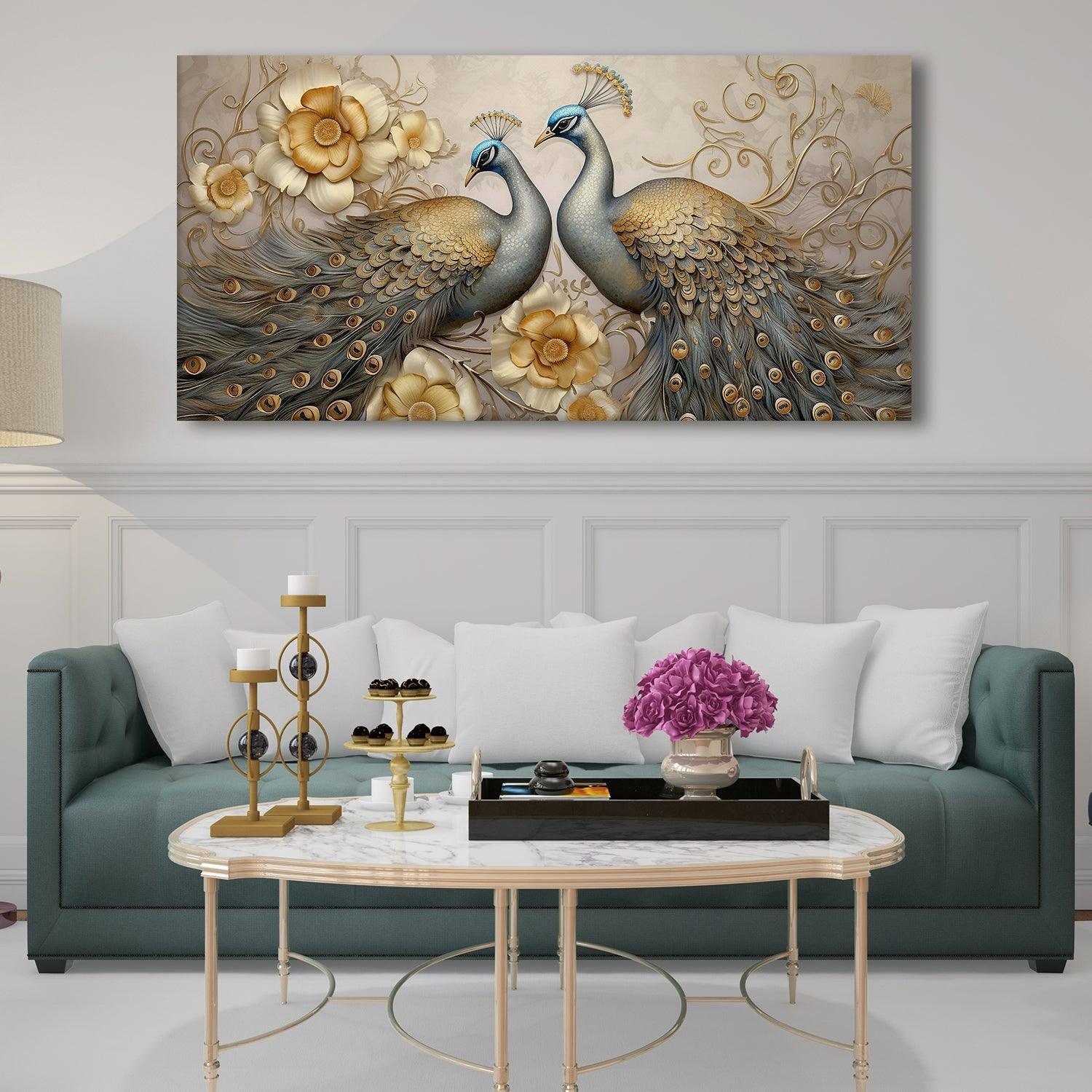 Amazing Wildlife Wall Art. Large Canvas Framed Digital Reprints of Jungle, Wildlife, Animals and Birds. Ready To Hang. Size:  24 Inch x 48 Inch (WBWA49) - Khirki.in 