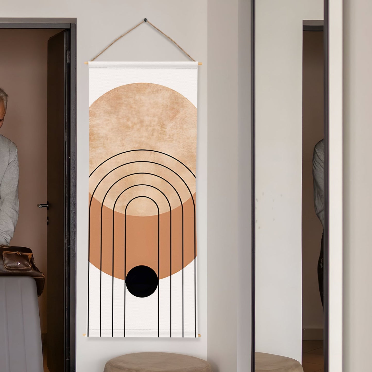 Large Wallpaper Style Wall Hanging Tapestry. Thick fabric, Ready to Hang Wall Décor. Size 24 In x 60 In. BOHOTPS005