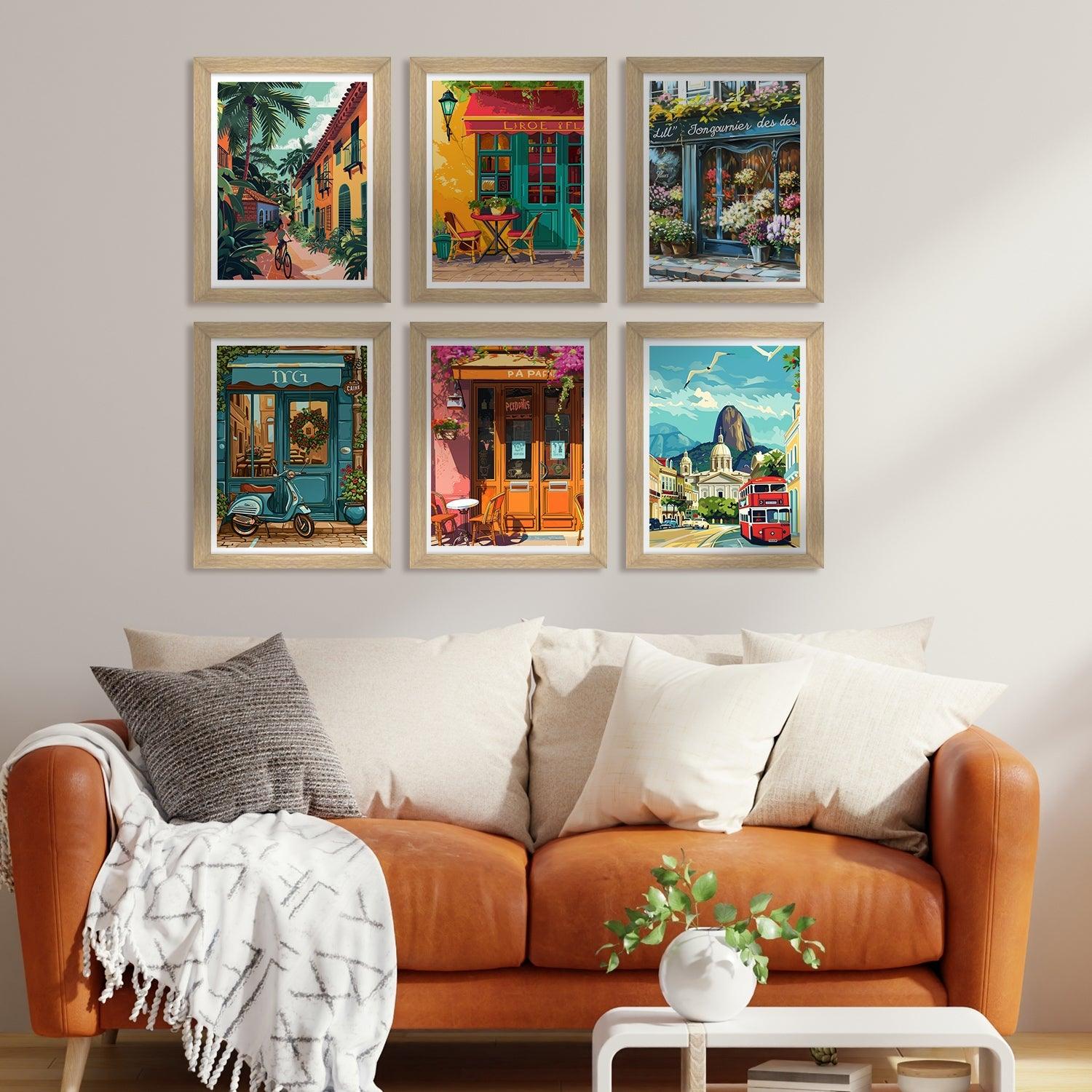 European Cafe & Travel Art Framed Poster Sets (ARTFM024) - Khirki.in 