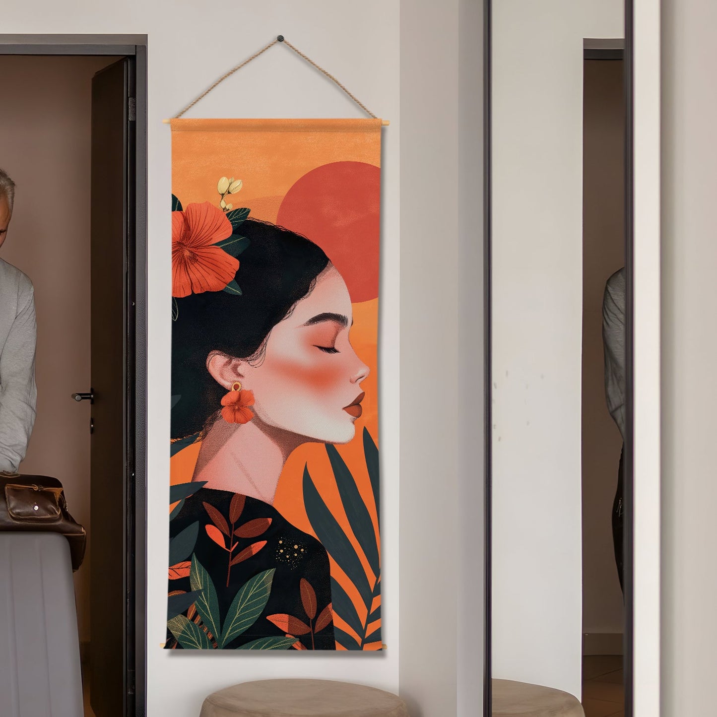 Large Wallpaper Style Wall Hanging Tapestry. Thick fabric, Ready to Hang Wall Décor. Size 24 In x 60 In. BOHOTPS001