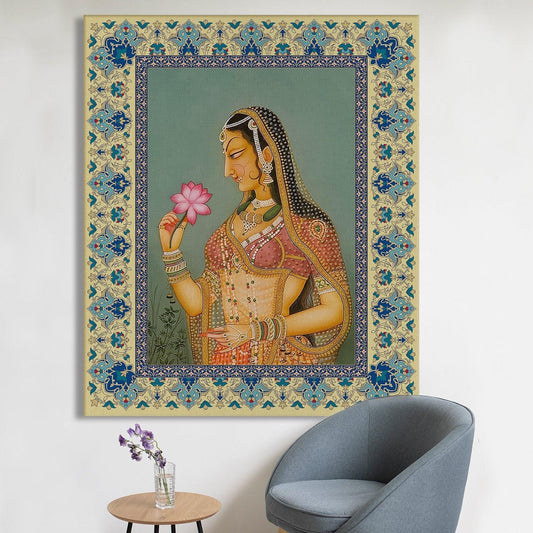 Mughal Indian Wall Art Large Size Canvas Painting For Home and Office Wall Decoration (ETHWA27).