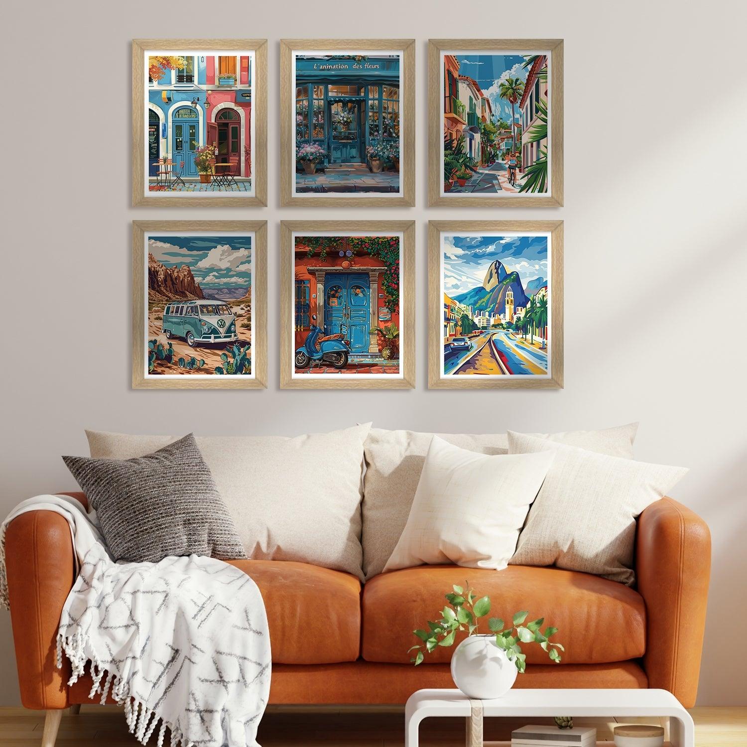 European Cafe & Travel Art Framed Poster Sets (ARTFM022) - Khirki.in 