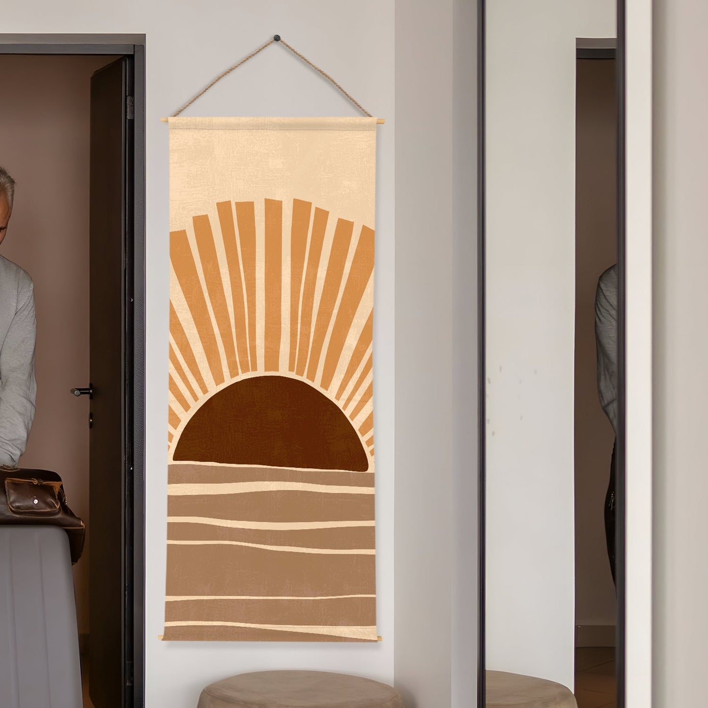 Large Wallpaper Style Wall Hanging Tapestry. Thick fabric, Ready to Hang Wall Décor. Size 24 In x 60 In. BOHOTPS006